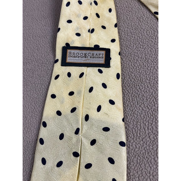 BROOKCRAFT Silk Polka Dot Men's Necktie Yellow Blue - Picture 4 of 7